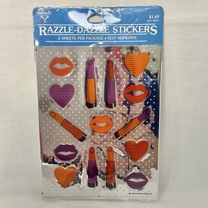 Vntg Hallmark Stickers Glitter Razzle Dazzle Nails Rainbow Heart Sheets New 1984